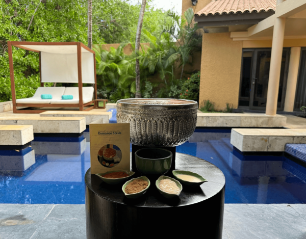 spa holistic herbs presented in private villa